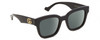 Profile View of Gucci GG0998S Designer Polarized Sunglasses with Custom Cut Smoke Grey Lenses in Gloss Black Gold Ladies Cat Eye Full Rim Acetate 52 mm
