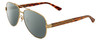 Profile View of Gucci GG0528S Designer Polarized Sunglasses with Custom Cut Smoke Grey Lenses in Gold Tortoise Havana Unisex Pilot Full Rim Metal 63 mm