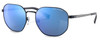 Profile View of Armani Exchange AX2036 Unisex Hexagon Designer Sunglasses Navy/Blue Mirror 56 mm