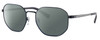 Profile View of Armani Exchange AX2036 Designer Polarized Reading Sunglasses with Custom Cut Powered Smoke Grey Lenses in Matte Navy Blue Unisex Hexagonal Full Rim Metal 56 mm