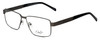 Profile View of Dale Earnhardt, Jr. DJ6816 Designer Blue Light Blocking Eyeglasses in Satin GunMetal Silver Black Unisex Rectangular Full Rim Stainless Steel 60 mm