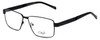 Profile View of Dale Earnhardt, Jr. DJ6816 Designer Progressive Lens Blue Light Blocking Eyeglasses in Satin Black Unisex Rectangular Full Rim Stainless Steel 60 mm
