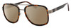 Profile View of Guess Factory GF5091 Designer Polarized Reading Sunglasses with Custom Cut Powered Amber Brown Lenses in Tortoise Havana Gunmetal Black Ladies Pilot Full Rim Acetate 57 mm