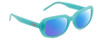 Profile View of Guess GU8250 Designer Polarized Sunglasses with Custom Cut Blue Mirror Lenses in Gloss Turquoise Blue Ladies Oval Full Rim Acetate 54 mm