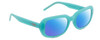Profile View of Guess GU8250 Designer Polarized Reading Sunglasses with Custom Cut Powered Blue Mirror Lenses in Gloss Turquoise Blue Ladies Oval Full Rim Acetate 54 mm