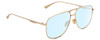 Profile View of Gucci GG0336S Designer Blue Light Blocking Eyeglasses in Gold Unisex Square Full Rim Metal 60 mm