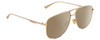 Profile View of Gucci GG0336S Designer Polarized Sunglasses with Custom Cut Amber Brown Lenses in Gold Unisex Square Full Rim Metal 60 mm