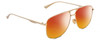 Profile View of Gucci GG0336S Designer Polarized Sunglasses with Custom Cut Red Mirror Lenses in Gold Unisex Square Full Rim Metal 60 mm