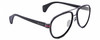 Profile View of Gucci GG0447S Designer Blue Light Blocking Eyeglasses in Black Silver Red Green Unisex Pilot Full Rim Acetate 58 mm