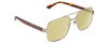 Profile View of Gucci GG0529S Designer Polarized Reading Sunglasses with Custom Cut Powered Sun Flower Yellow Lenses in Ruthenium Silver Tortoise Unisex Square Full Rim Metal 60 mm