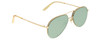 Profile View of Gucci GG0356S Unisex Aviator Designer Sunglasses Gold Yellow Crystal/Green 59 mm