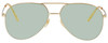 Front View of Gucci GG0356S Unisex Aviator Designer Sunglasses Gold Yellow Crystal/Green 59 mm