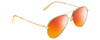 Profile View of Gucci GG0356S Designer Polarized Sunglasses with Custom Cut Red Mirror Lenses in Gold Unisex Pilot Full Rim Metal 59 mm