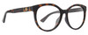 Profile View of Gucci GG0636SK Designer Blue Light Blocking Eyeglasses in Tortoise Havana Gold Ladies Round Full Rim Acetate 56 mm