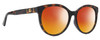 Profile View of Gucci GG0636SK Designer Polarized Sunglasses with Custom Cut Red Mirror Lenses in Tortoise Havana Gold Ladies Round Full Rim Acetate 56 mm