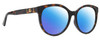 Profile View of Gucci GG0636SK Designer Polarized Reading Sunglasses with Custom Cut Powered Blue Mirror Lenses in Tortoise Havana Gold Ladies Round Full Rim Acetate 56 mm