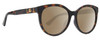 Profile View of Gucci GG0636SK Designer Polarized Reading Sunglasses with Custom Cut Powered Amber Brown Lenses in Tortoise Havana Gold Ladies Round Full Rim Acetate 56 mm