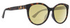 Profile View of Gucci GG0636SK Designer Polarized Reading Sunglasses with Custom Cut Powered Sun Flower Yellow Lenses in Tortoise Havana Gold Ladies Round Full Rim Acetate 56 mm