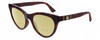 Profile View of Gucci GG0763S Designer Polarized Reading Sunglasses with Custom Cut Powered Sun Flower Yellow Lenses in Dark Tortoise Havana Gold Ladies Cat Eye Full Rim Acetate 53 mm