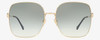 Front View of Gucci GG0879S Womens Square Designer Sunglasses Shiny Gold Navy Blue/Green 61 mm