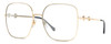 Profile View of Gucci GG0879S Designer Progressive Lens Prescription Rx Eyeglasses in Gold Black Ladies Square Full Rim Metal 61 mm