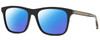 Profile View of Gucci GG0381SN Designer Polarized Reading Sunglasses with Custom Cut Powered Blue Mirror Lenses in Black Gold Red Green Unisex Square Full Rim Acetate 57 mm