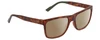 Profile View of Calvin Klein CK21531S Designer Polarized Reading Sunglasses with Custom Cut Powered Amber Brown Lenses in Brown Havana Tortoise Green Unisex Square Full Rim Acetate 58 mm