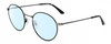 Profile View of Calvin Klein CK21108S Designer Blue Light Blocking Eyeglasses in Matte Black Gun Metal Silver Unisex Round Full Rim Metal 51 mm