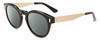 Profile View of Calvin Klein CK21527S Designer Polarized Reading Sunglasses with Custom Cut Powered Smoke Grey Lenses in Gloss Black Gold Unisex Round Full Rim Acetate 50 mm