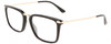 Profile View of Calvin Klein CK22512S Designer Blue Light Blocking Eyeglasses in Gloss Black Gold Unisex Rectangular Full Rim Acetate 53 mm