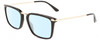 Profile View of Calvin Klein CK22512S Designer Blue Light Blocking Eyeglasses in Gloss Black Gold Unisex Rectangular Full Rim Acetate 53 mm