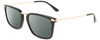 Profile View of Calvin Klein CK22512S Designer Polarized Sunglasses with Custom Cut Smoke Grey Lenses in Gloss Black Gold Unisex Rectangular Full Rim Acetate 53 mm