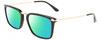 Profile View of Calvin Klein CK22512S Designer Polarized Reading Sunglasses with Custom Cut Powered Green Mirror Lenses in Gloss Black Gold Unisex Rectangular Full Rim Acetate 53 mm