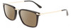 Profile View of Calvin Klein CK22512S Designer Polarized Reading Sunglasses with Custom Cut Powered Amber Brown Lenses in Gloss Black Gold Unisex Rectangular Full Rim Acetate 53 mm
