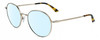 Profile View of Calvin Klein CK21127S Designer Blue Light Blocking Eyeglasses in Gold Tortoise Havana Unisex Round Full Rim Metal 54 mm