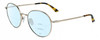Profile View of Calvin Klein CK21127S Designer Progressive Lens Blue Light Blocking Eyeglasses in Gold Tortoise Havana Unisex Round Full Rim Metal 54 mm