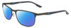 Profile View of Columbia C117S Designer Polarized Sunglasses with Custom Cut Blue Mirror Lenses in Satin Gun Metal Grey Unisex Oval Full Rim Metal 59 mm