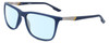 Profile View of Columbia C553S Designer Blue Light Blocking Eyeglasses in Matte Navy Blue Silver Unisex Rectangular Full Rim Acetate 62 mm
