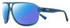 Profile View of REVO HANK Designer Polarized Reading Sunglasses with Custom Cut Powered Blue Mirror Lenses in Slate Grey Blue Unisex Pilot Full Rim Acetate 62 mm