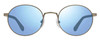 Front View of REVO RILEY S Unisex Round Sunglasses Gunmetal Silver Grey/Blue Water Mirror 50mm
