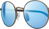 Side View of REVO RILEY S Unisex Round Sunglasses Gunmetal Silver Grey/Blue Water Mirror 50mm