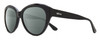 Profile View of REVO ROSE Designer Polarized Reading Sunglasses with Custom Cut Powered Smoke Grey Lenses in Gloss Black Ladies Cat Eye Full Rim Acetate 55 mm