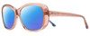 Profile View of REVO SAMMY Designer Polarized Reading Sunglasses with Custom Cut Powered Blue Mirror Lenses in Pink Crystal Ladies Cat Eye Full Rim Acetate 56 mm