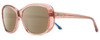 Profile View of REVO SAMMY Designer Polarized Reading Sunglasses with Custom Cut Powered Amber Brown Lenses in Pink Crystal Ladies Cat Eye Full Rim Acetate 56 mm