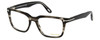 Profile View of Tom Ford CALIBER FT5304-093 Designer Reading Eye Glasses with Custom Cut Powered Lenses in Black Grey Clear Crystal Striped Unisex Square Full Rim Acetate 54 mm