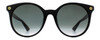 Front View of Gucci GG0091S Women's Round Designer Sunglasses in Black Gold/Grey Gradient 52mm