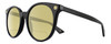 Profile View of Gucci GG0091S Designer Polarized Reading Sunglasses with Custom Cut Powered Sun Flower Yellow Lenses in Gloss Black Gold Ladies Round Full Rim Acetate 52 mm
