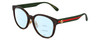 Profile View of Gucci GG0854SK Designer Progressive Lens Blue Light Blocking Eyeglasses in Shiny Dark Havana Tortoise Green Red Gold Ladies Panthos Full Rim Acetate 56 mm