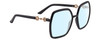 Profile View of Gucci GG0890S Designer Blue Light Blocking Eyeglasses in Shiny Black Gold Ladies Hexagonal Full Rim Acetate 55 mm