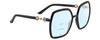 Profile View of Gucci GG0890S Designer Progressive Lens Blue Light Blocking Eyeglasses in Shiny Black Gold Ladies Hexagonal Full Rim Acetate 55 mm